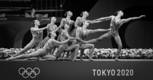 Team Canada at the Artistic Swim Team Finals Final at the Tokyo 2020 Olympics. ©nickdidlick
